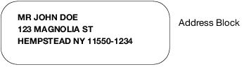 Address aligned in a block style.